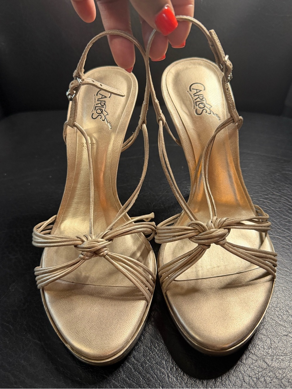 Carlos Santana Metallic Gold Knotted Slingback Sandals
